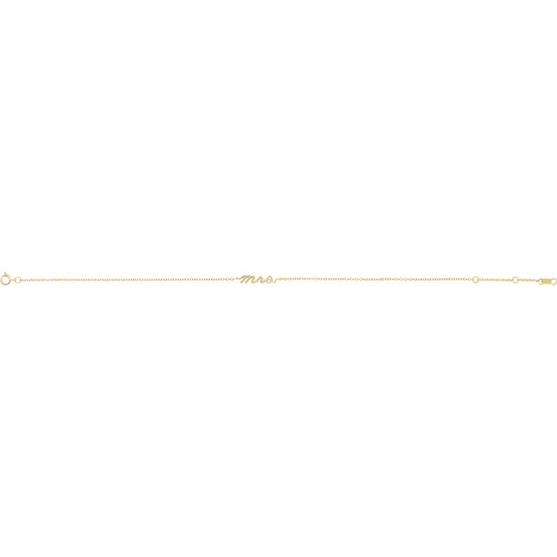 14K Gold Lowercase Script Mrs Bracelet