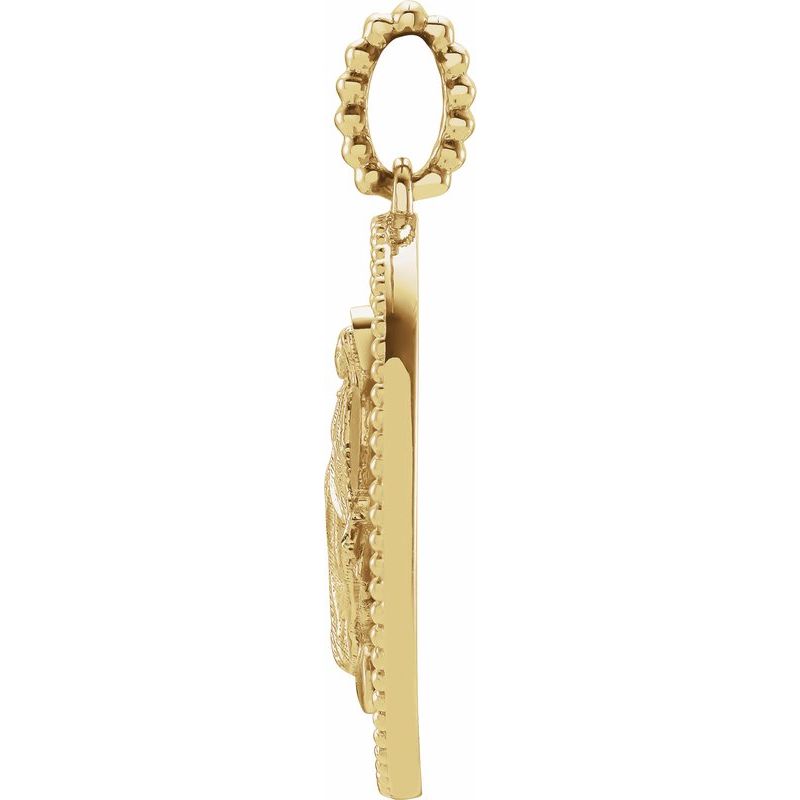 14K Gold White/Black Enameled Miraculous Medal Pendant