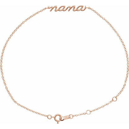 14K Gold Dainty Script Bracelet