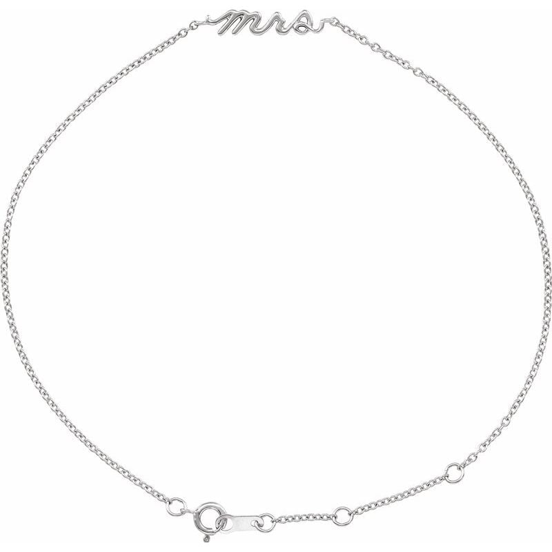 14K Gold Lowercase Script Mrs Bracelet