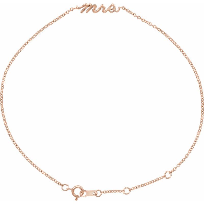 14K Gold Lowercase Script Mrs Bracelet