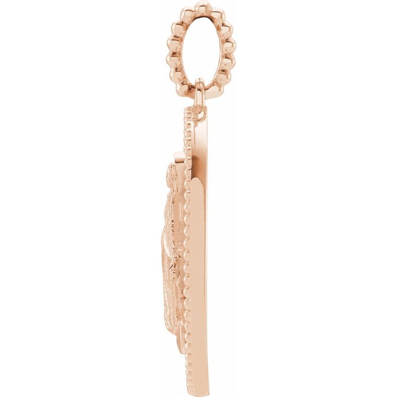 14K Gold White/Black Enameled Miraculous Medal Pendant