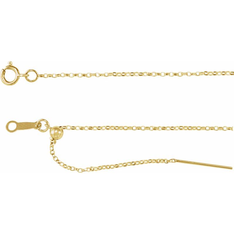 14K Gold 1mm Adjustable Threader Rolo Chain