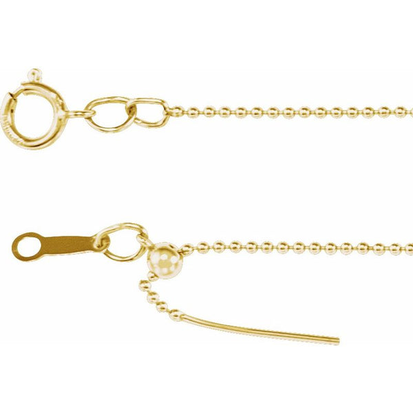 14K Gold 1 mm Adjustable Threader Bead Chain
