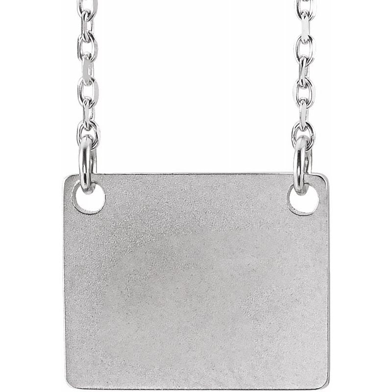 14K Gold Engravable Geometric Square Initial Necklace