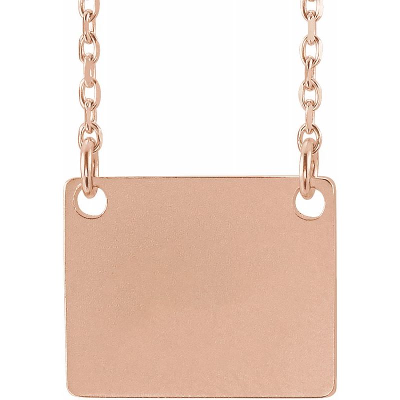 14K Gold Engravable Geometric Square Initial Necklace