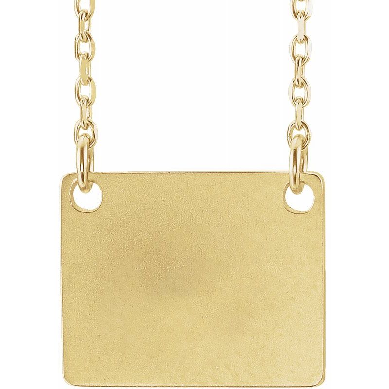 14K Gold Engravable Geometric Square Initial Necklace