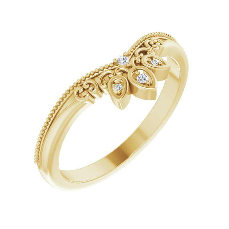 14K Gold Diamond Contour Band