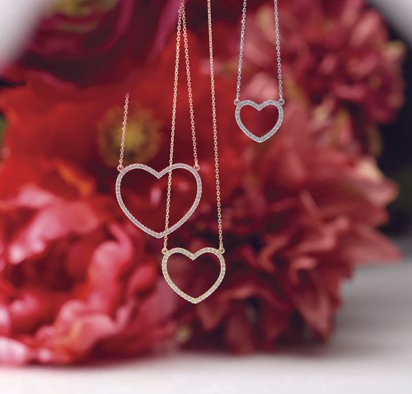 14K Gold Natural Diamond Heart 16" Necklace
