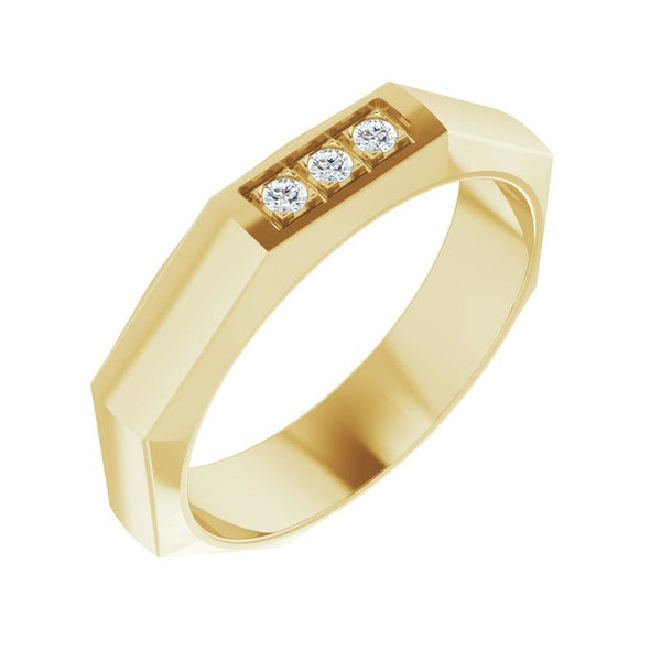 14K Gold Diamond Three-Stone Octagon Band