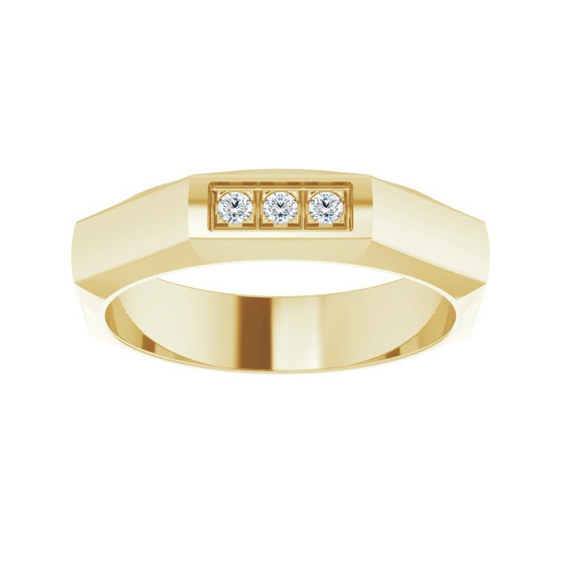 14K Gold Diamond Three-Stone Octagon Band