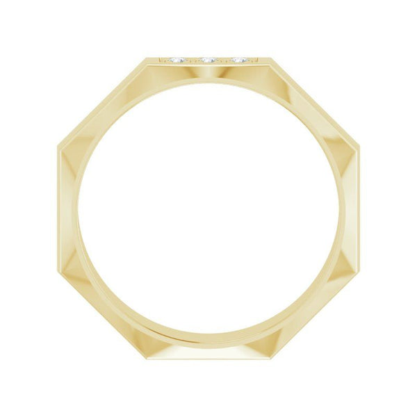 14K Gold Diamond Three-Stone Octagon Band