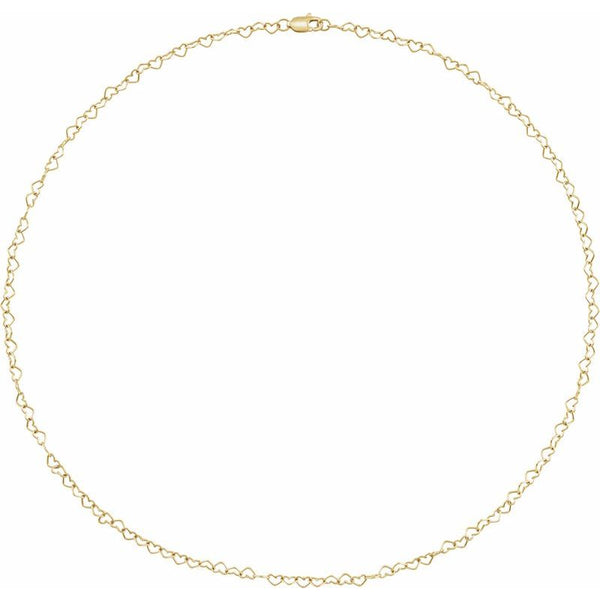 14K Yellow Heart Chain Bracelet