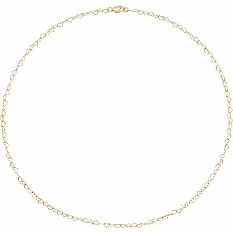 14K Yellow Heart Chain Bracelet