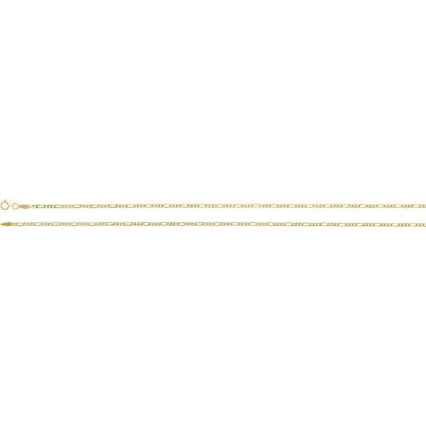 14K Yellow 1.9 mm Diamond-Cut Figaro Chain