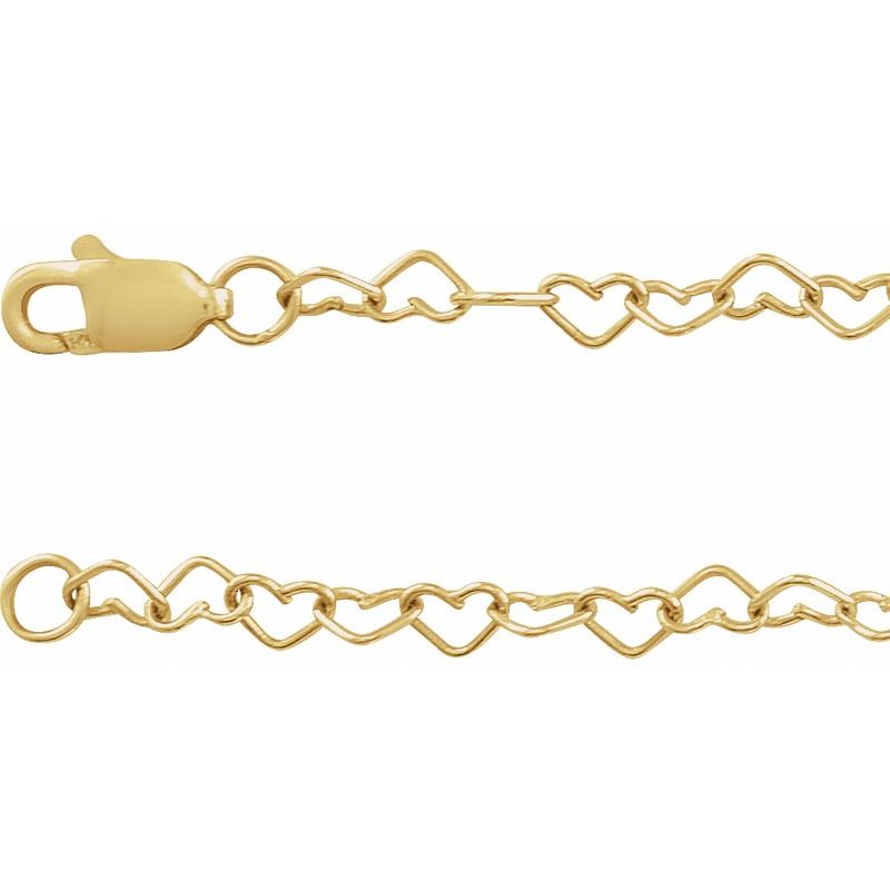 14K Yellow Heart Chain Bracelet