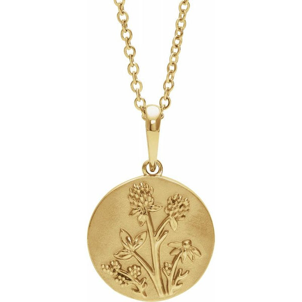 14K Gold Floral 16-18" Necklace/Pendant