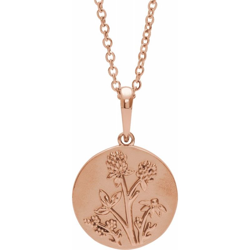 14K Gold Floral 16-18" Necklace/Pendant