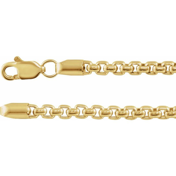 14K Yellow 2.6 mm Rounded Box Chain