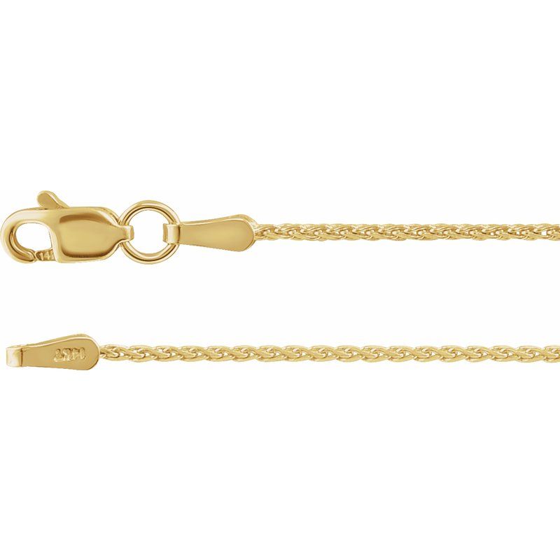 14K Gold 1 mm Diamond Cut Wheat Chain