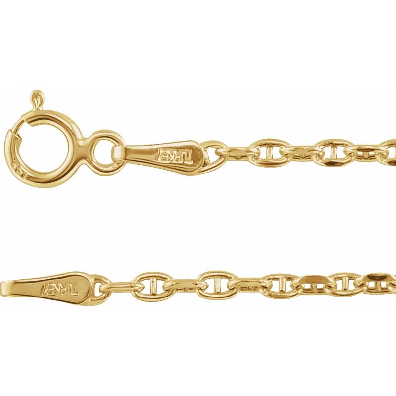 14K Yellow 1.8 mm Hollow Diamond-Cut Anchor Chain