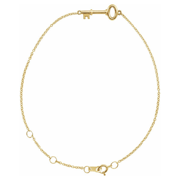 14K Gold Dainty Key Bracelet