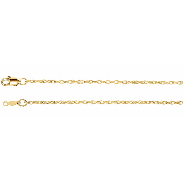 18K Gold 1.5 mm Solid Rope 18" Chain