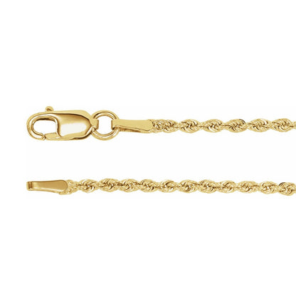 14K Gold 1.5 mm Diamond Cut Rope Chain Twist 24" Chain