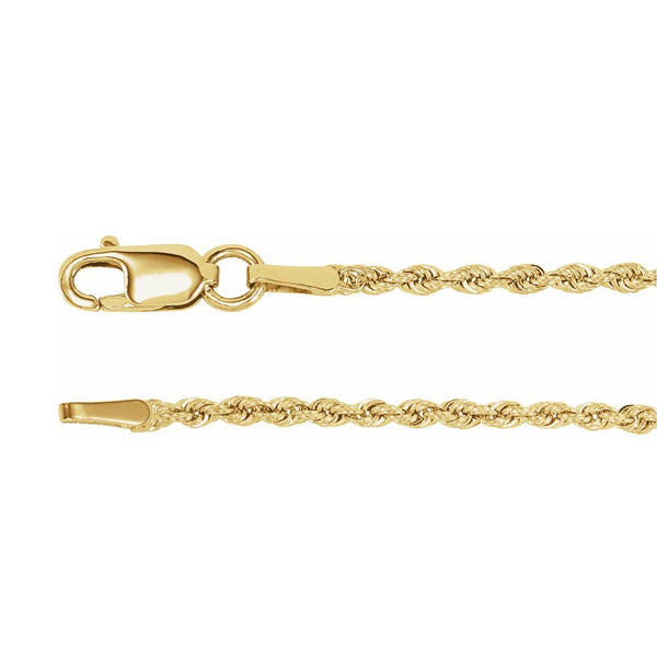 14K Gold 1.5 mm Diamond Cut Rope Chain Twist 24" Chain