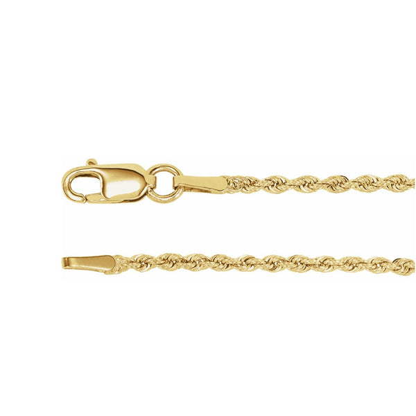 14K Gold 1.5 mm Rope 18" Chain