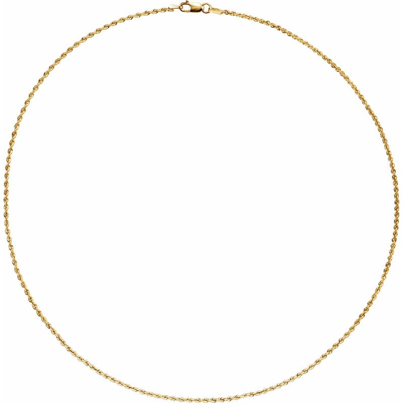 14K Gold 1.5 mm Diamond Cut Rope Chain Twist 24" Chain