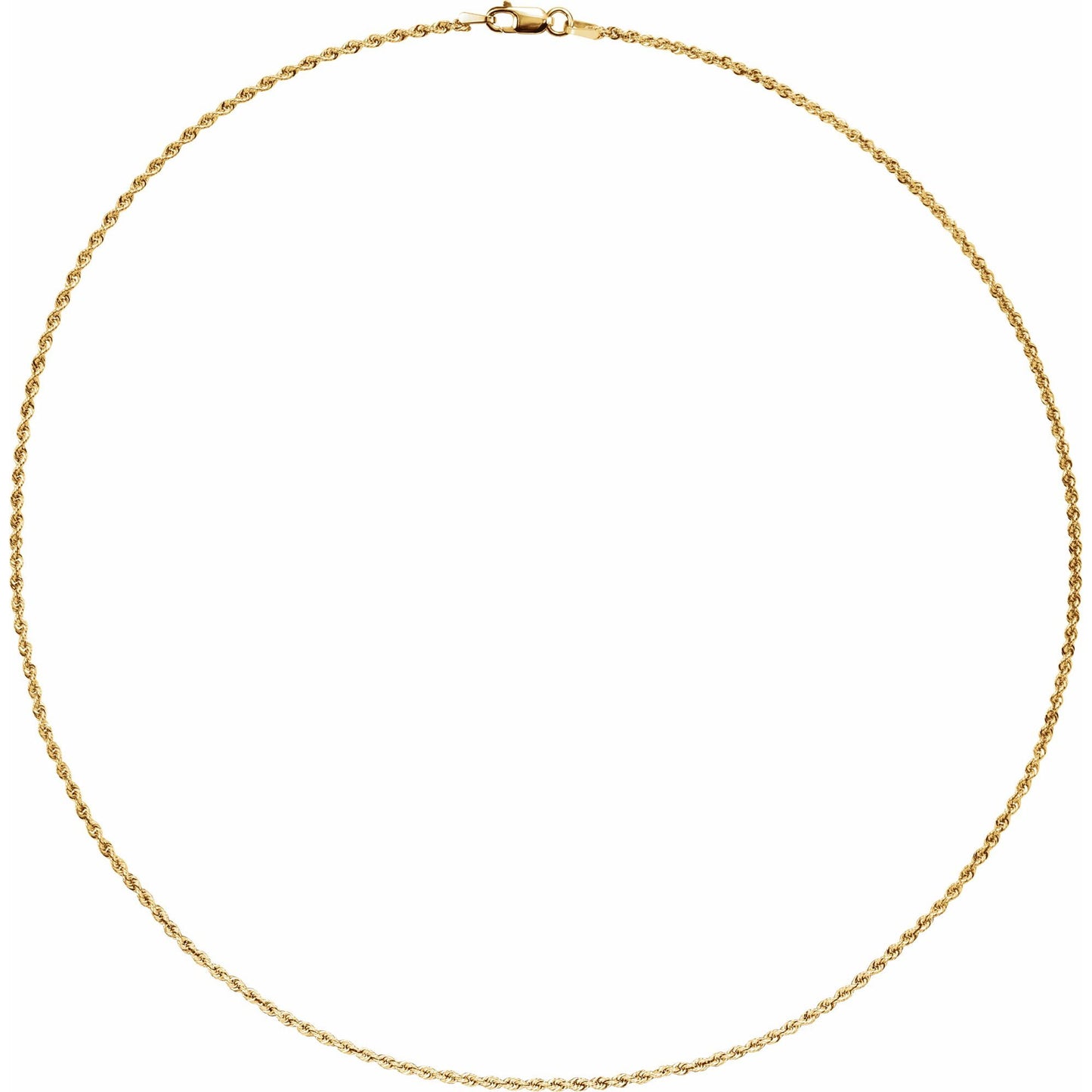14K Gold 1.5 mm Rope 18" Chain