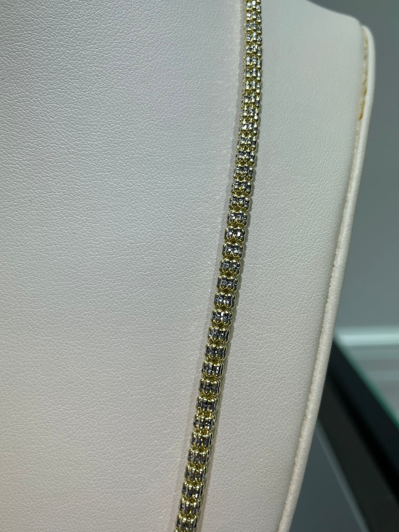 14K Yellow 4mm Ice 22" Chain