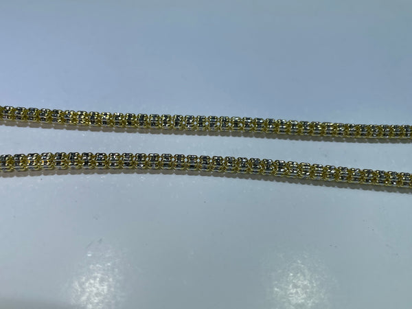 14K Yellow 4mm Ice 22" Chain