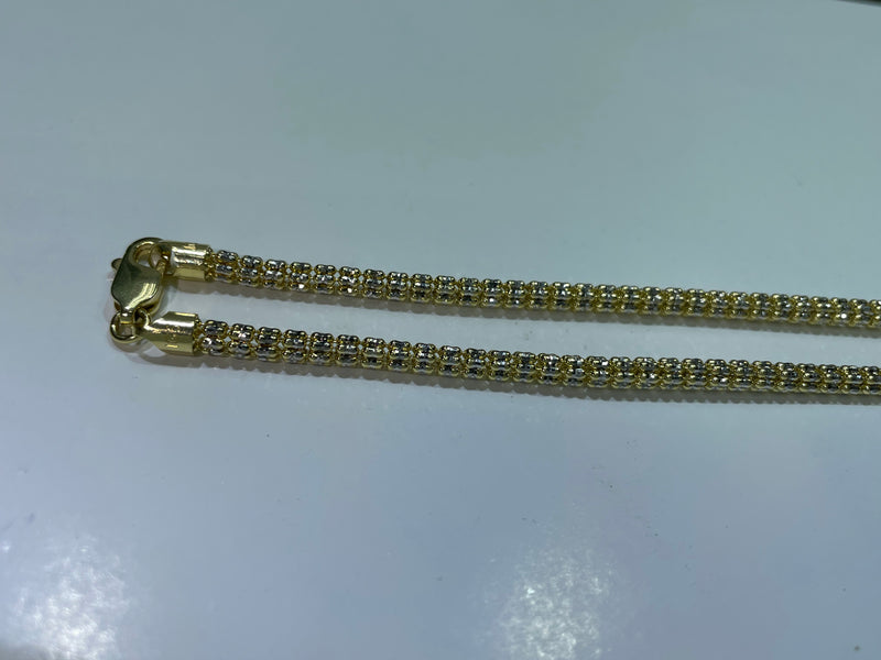 14K Yellow 4mm Ice 22" Chain