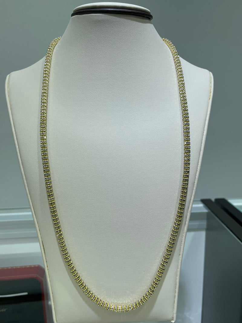 14K Yellow 4mm Ice 22" Chain