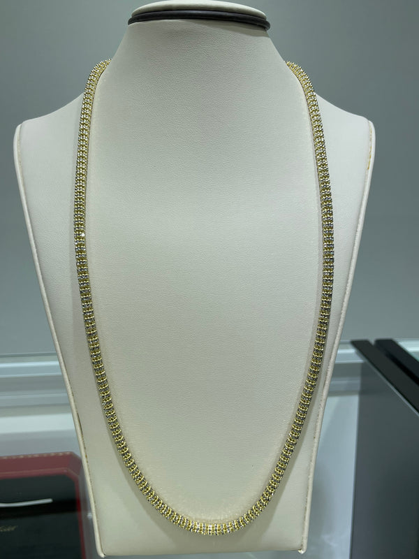 14K Yellow 4mm Ice 22" Chain