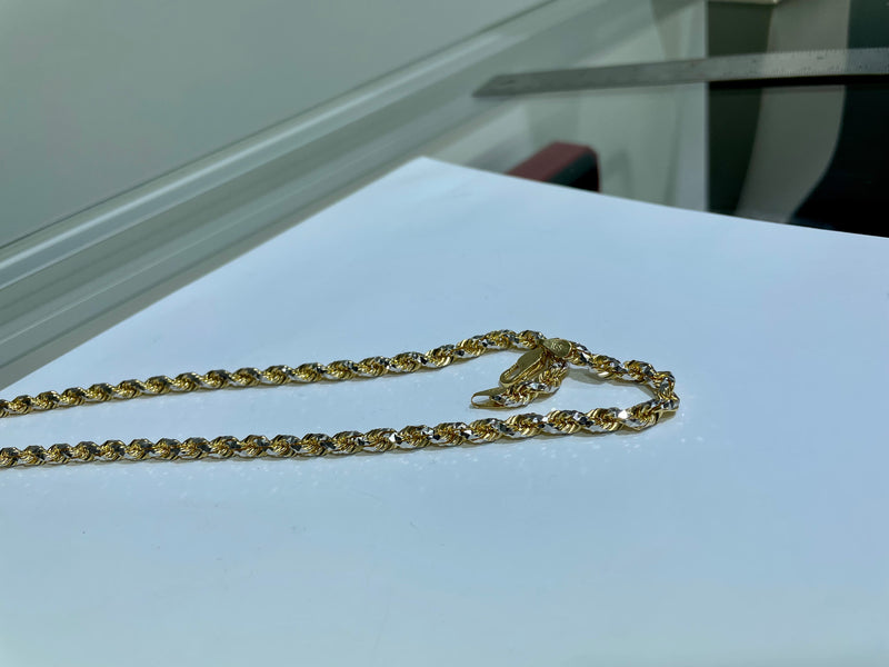 14K White/Yellow 3 mm Twisted Rope 21" Chain