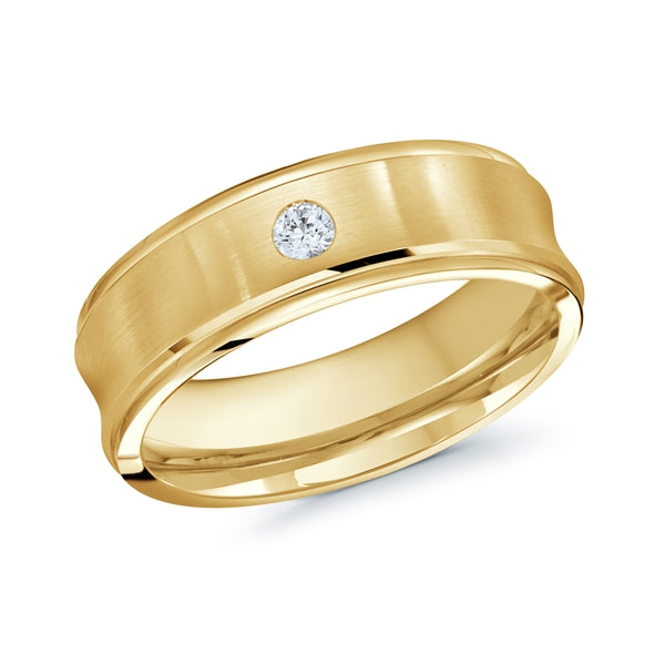 14K Gold Men's Diamond 7mm Wedding Band