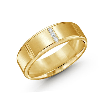 14K Gold Diamond Line Men Band