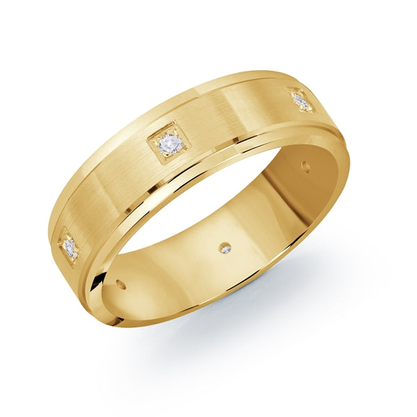 14K Gold and Diamond 7mm Men Band