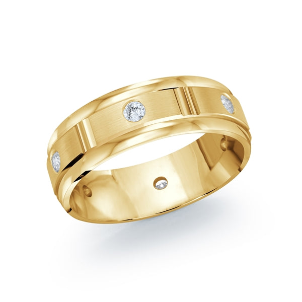 14K Gold and Diamond Mens Band