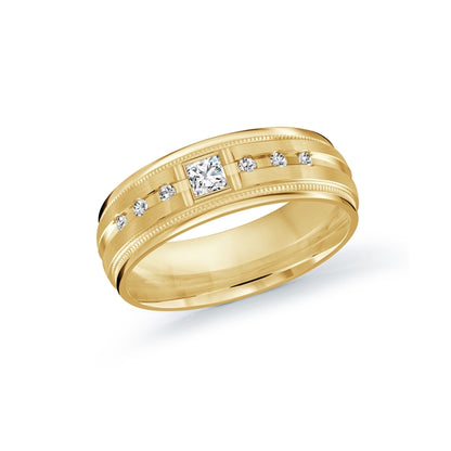 14K Gold Diamond Sun Men Band
