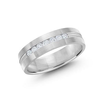 14K Gold Line Seven Diamond Men Band