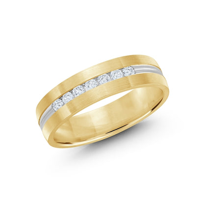 14K Gold Line Seven Diamond Men Band