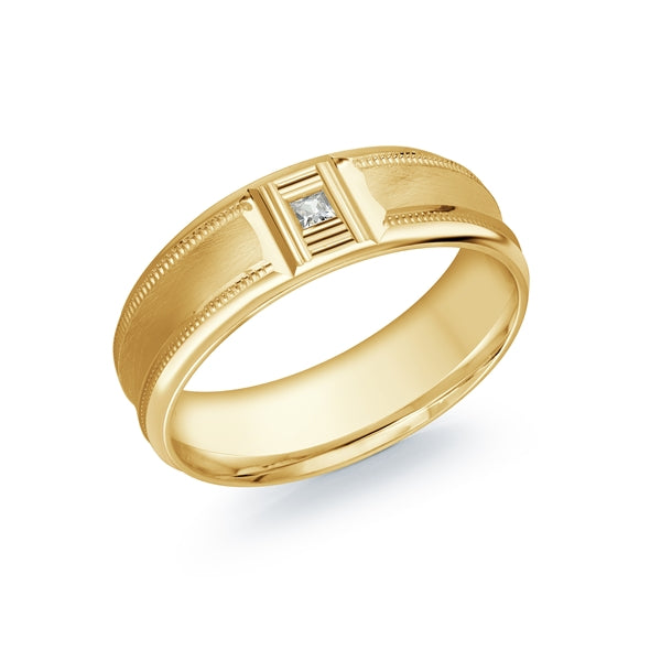 14K Gold One Diamond Men Band