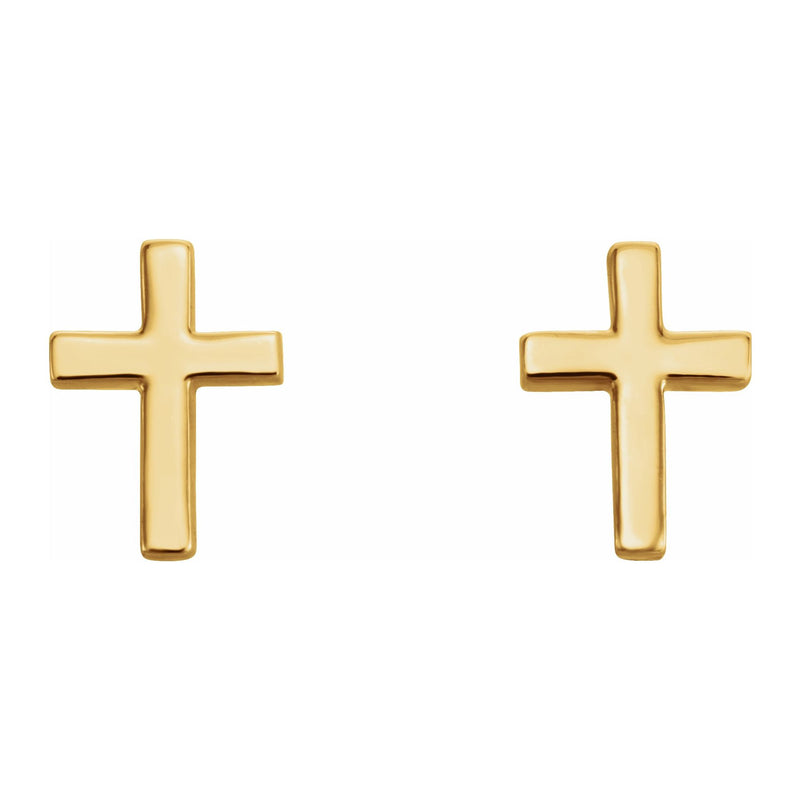 14K Gold 10 mm Cross Earrings