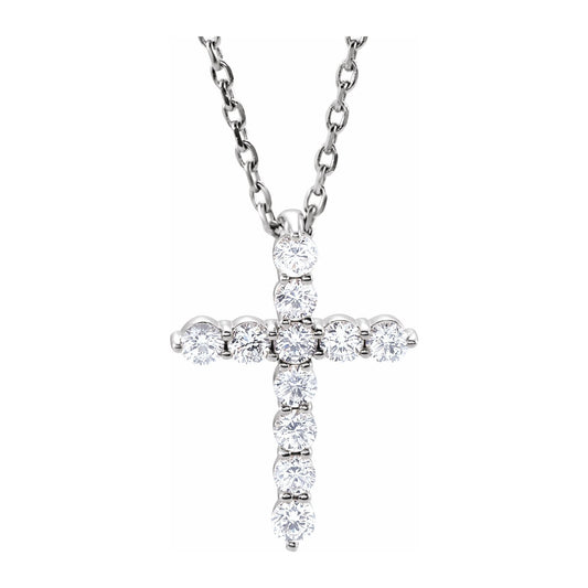 14K Gold Lab Grown Diamond Cross Necklace