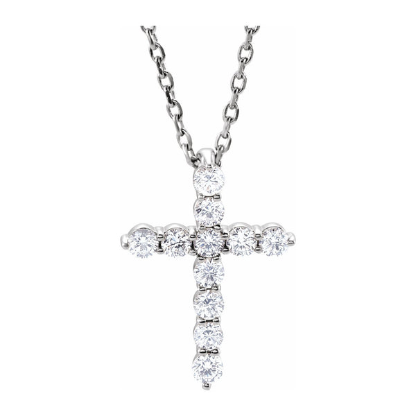 14K Gold Lab Grown Diamond Cross Necklace