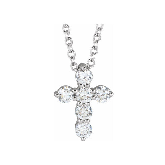 14K Gold Lab Grown Diamond Mini Cross Necklace